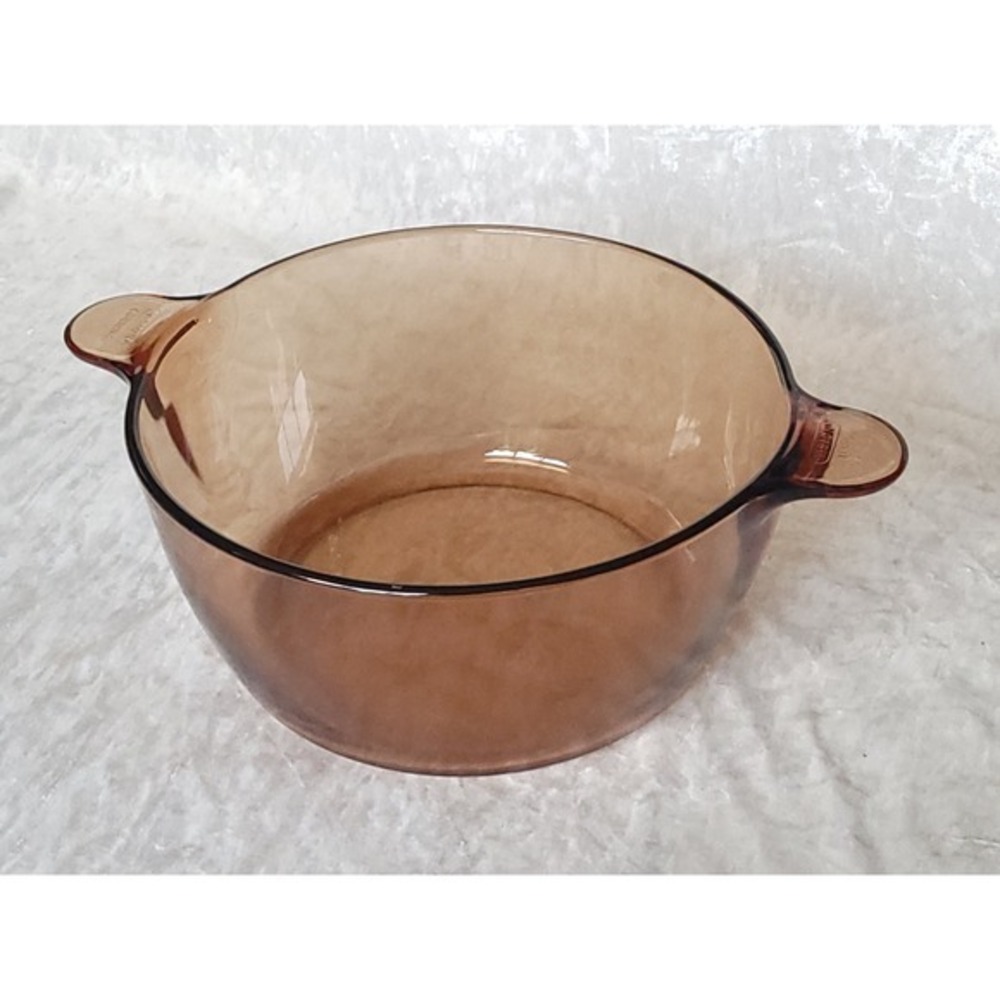 Vtg Corning Visions Amber Glass 4.5L Stock Pot Dutch Oven Made in USA - Picture 2 of 6